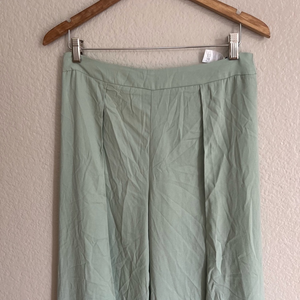 NWOT Sage Green High Waisted Slit Front Pants - Picture 5 of 7